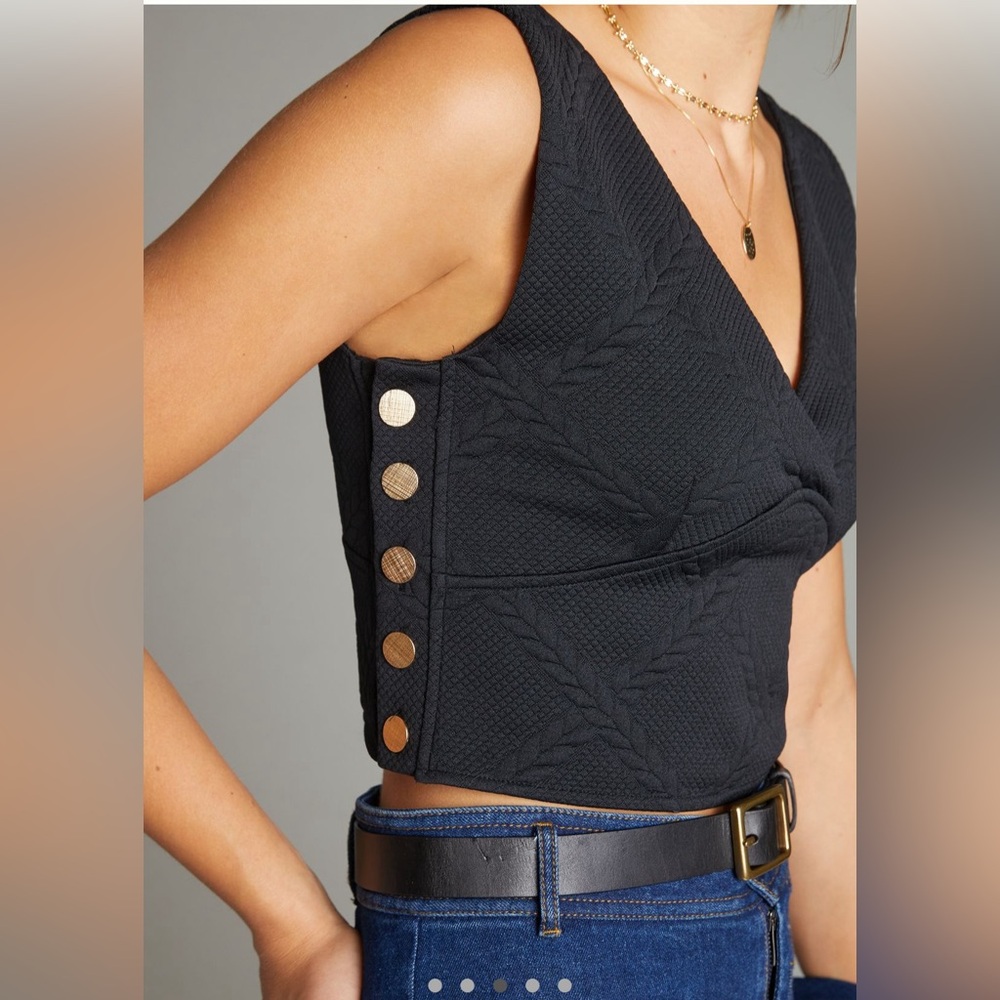Anthropologie Black Maeve Side-Button Top